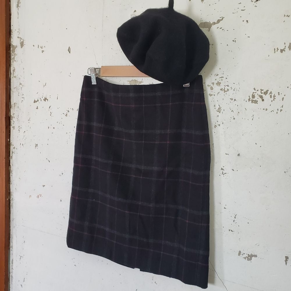 TALBOTS Women's Academia Career Wool Blend Midi Skirt Teacher Gray Pink 2